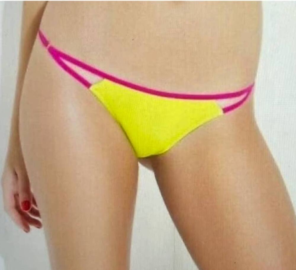 L'Agent Agent Provocateur Cari Lime and Pink Bikini Bottoms - XS